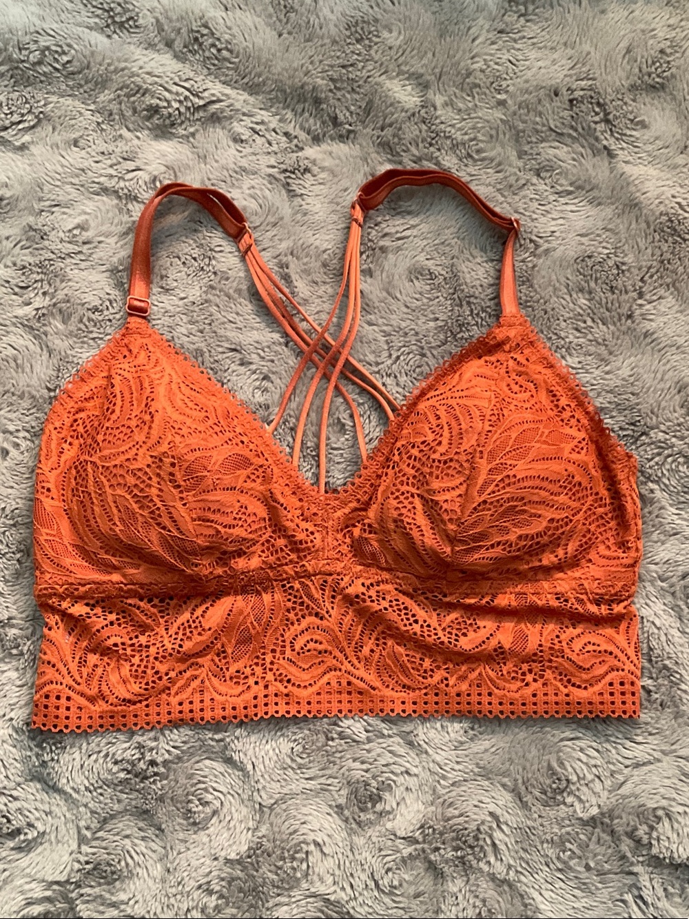 Lace Strappy Patted Bralette Crop Top - Orange